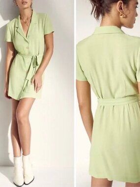 Aritzia Wilfred Mini Shirt Dress NWT Pistachio Pudding Green Size Medium